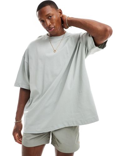 ASOS – super-oversize-t-shirt aus schwerem material - Grau