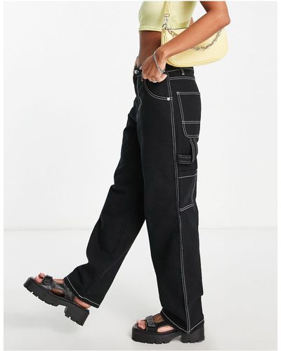 ONLY Neon & Nylon - Jeans Met Cargozakken En Contrasterend Stiksel - Zwart