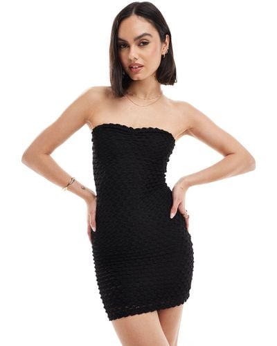 Bershka Textured Mini Dress - Black