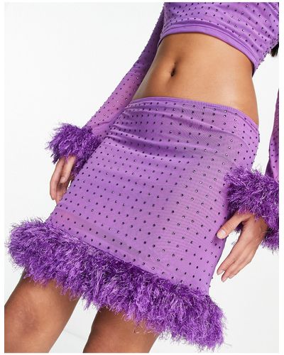 Miss Selfridge Co-ord Hotfix Mini Skirt - Purple