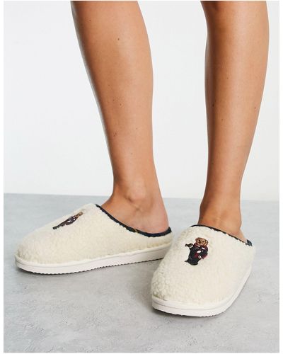 Polo Ralph Lauren Charlotte - pantofole color crema con orsetto - Bianco