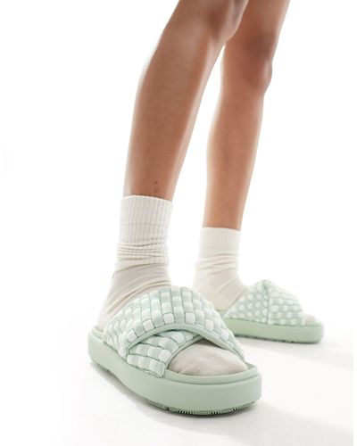 Nike Sophia - sliders color menta a quadri - Bianco