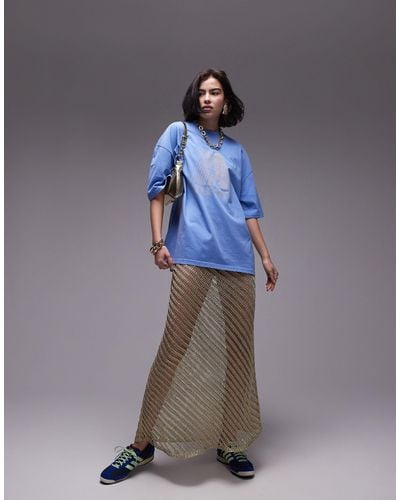 TOPSHOP T-shirt oversize con stampa "atletico" - Blu
