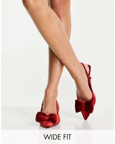 ASOS Wide Fit Scarlett Bow Detail Mid Heeled Shoes - Orange