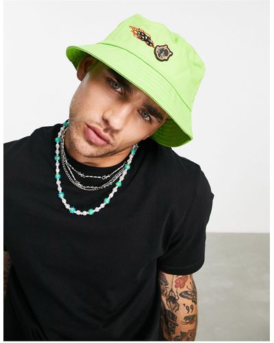 ASOS Cappello da pescatore lime con ricamo - Verde