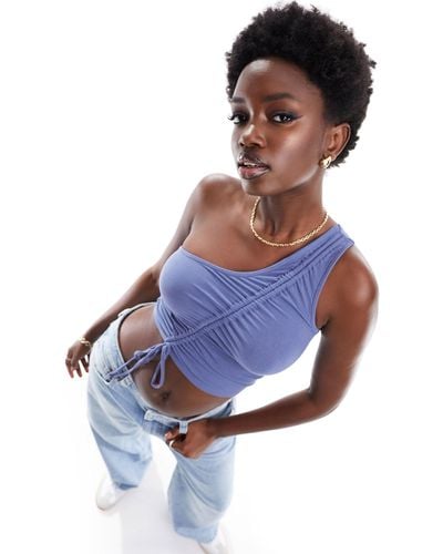 Cotton On Cotton On One Shoulder Ruched Tank Top - Blue