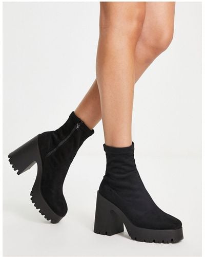 ASOS Evolve High Heeled Cleated Sock Boots - Black