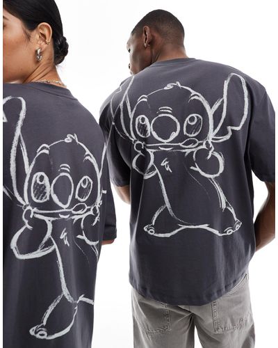 ASOS T-shirt oversize unisex antracite con stampa disney di stitch - Blu