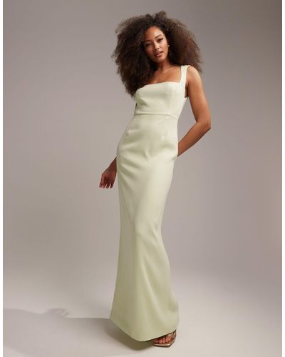 ASOS Bridesmaids Clean Square Neck Crepe Maxi Dress With Split - Multicolour