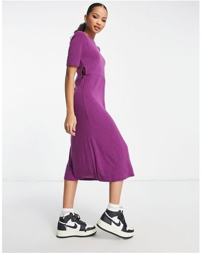 Pieces Rosa Maxi Dress With Cut Out Detail - Purple