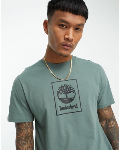 Timberland T-shirt Met Gestapeld Logo - Groen