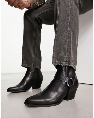 ASOS Cuban Chelsea Boot With Buckle Detail - Black