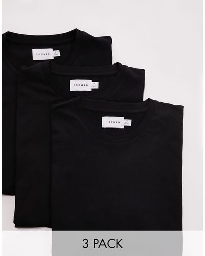 TOPMAN 3 Pack Classic Fit T-shirt - Black