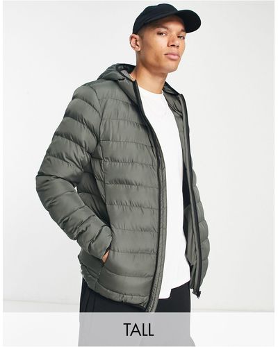 French Connection Tall Puffer Jacket With Hood - Gray
