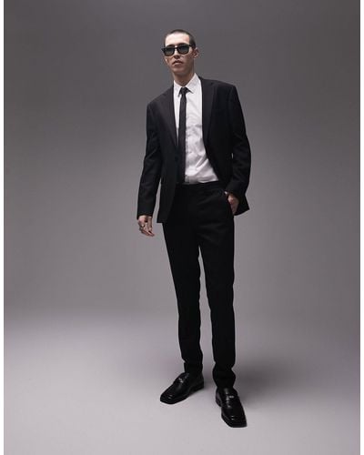 TOPMAN Skinny Textured Suit Trousers - Black