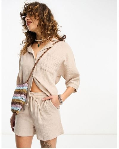 ONLY Cheesecloth Shorts Co-ord - Natural