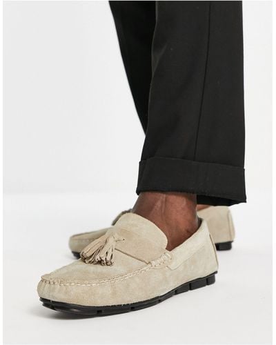 French Connection Suede Tassel Driver Shoes - Black