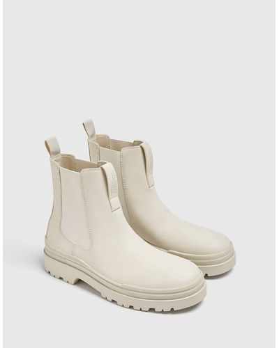 Pull&Bear Rubberised Chelsea Boots - Natural