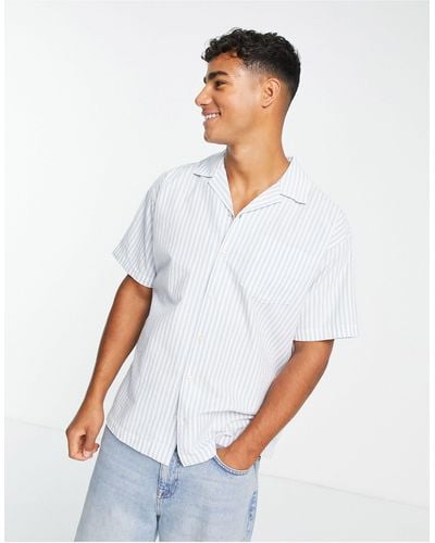 Jack & Jones Originals Seersucker Revere Collar Short Sleeve Shirt - White