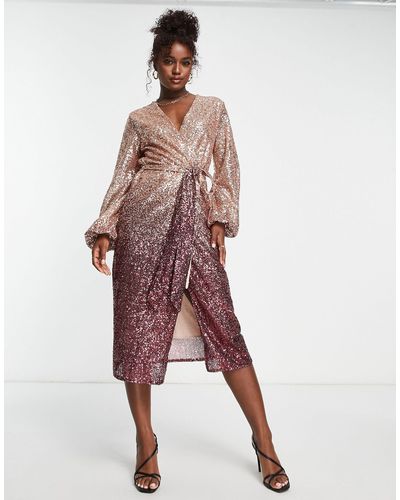 Style Cheat Midi-jurk Met Overslag En Lovertjes - Roze