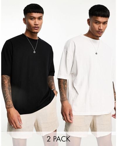 ASOS Confezione da 2 t-shirt oversize girocollo nera e bianca - Nero