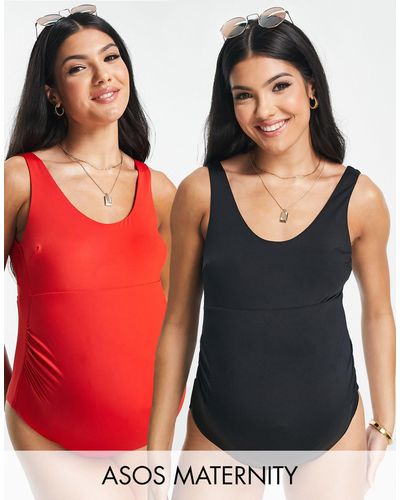 ASOS Asos Design Maternity 2 Pack Scoop Neck Swimsuit - Multicolor