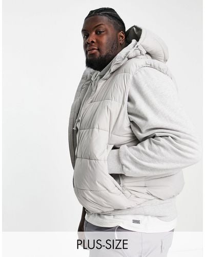 French Connection Plus Puffer Gilet With Hood - Grey
