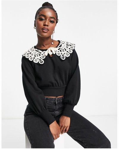Miss Selfridge Embroidered Sweatshirt - Black