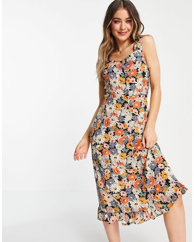 Oasis Warehouse Floral Frill Sleeve Midi Dress - Multicolour