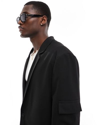 ASOS Relaxed Twill Suit Jacket - Black