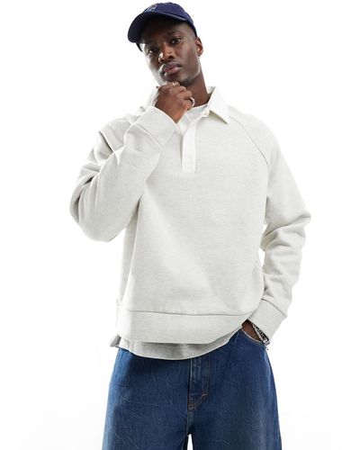 ASOS Heavyweight Oversized Boxy Polo Sweatshirt - White