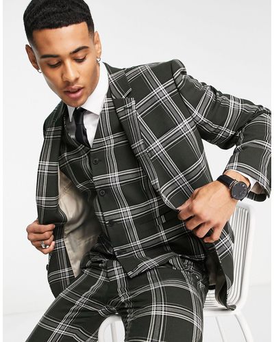 ASOS Super Skinny Mix And Match Check Suit Jacket - Green