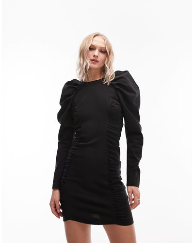 TOPSHOP Extreme Puff Long Sleeve Minidress - Black