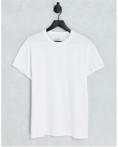 New Look Camiseta blanca con manga remangada - Blanco