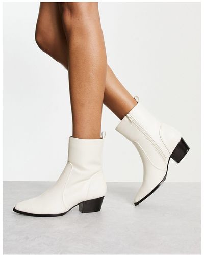 Glamorous Stivali western alla caviglia color crema - Bianco
