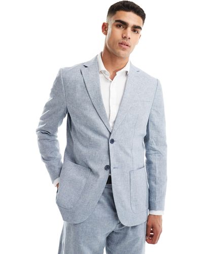 SELECTED Linen Mix Suit Jacket - Blue