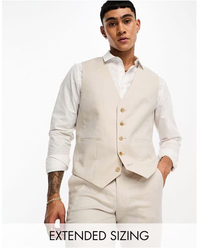 ASOS Skinny Linen Mix Waistcoat - White