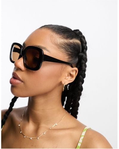Monki – eckige oversize-sonnenbrille mit breitem rahmen - Schwarz