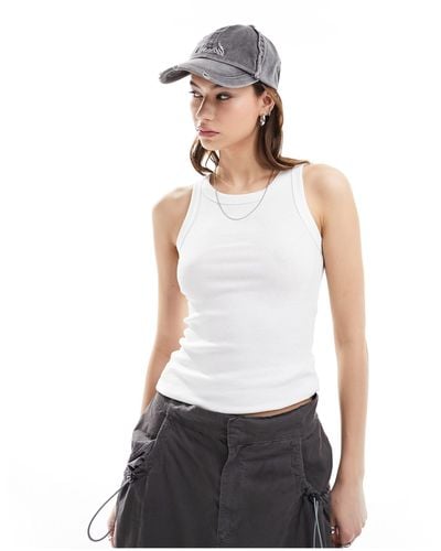 Weekday Rib Fitted Tank Top - White