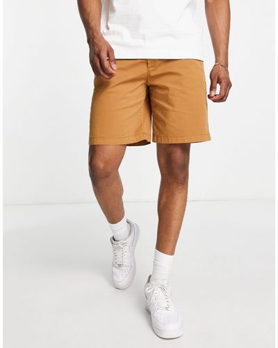 Pull&Bear Relaxed Elasticated Chino Shorts - Brown