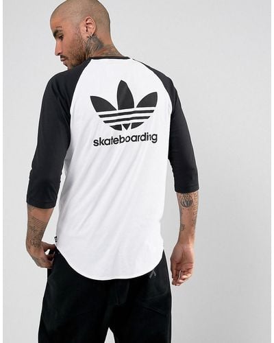 adidas Originals Adidas Skateboarding Raglan T-shirt In White Br4937