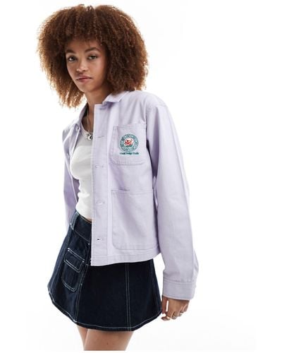 Obey Cropped Twill Jacket With Pockets - White