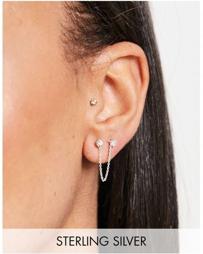 Kingsley Ryan Sterling Gemset Crystal Stud Earrings On Chain - Black