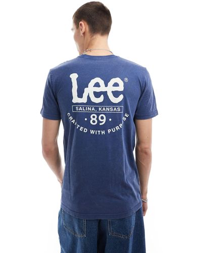 Lee Jeans Wavy Print Logo T-shirt With Back Print - Blue