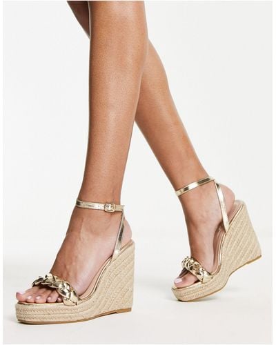 Glamorous Espadrille Wedge Heeled Sandals - Natural