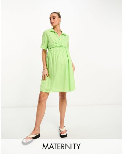 Mama.licious Mamalicious maternity - robe chemise mi-longue coupe portefeuille - Vert