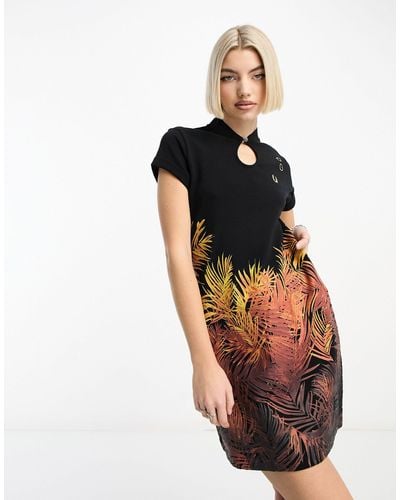 Fred Perry X Amy Winehouse Palm Print Dress - Black