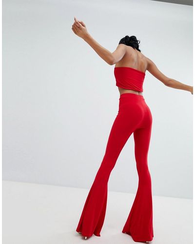 Fashionkilla Pantaloni a zampa rossi - Rosso