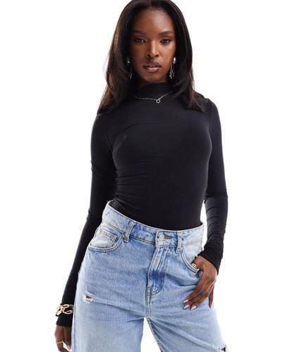 ASOS Double Layer Slinky Square Neck Top in Black