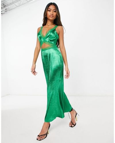Never Fully Dressed Lace Cut-out Slip Midaxi Dress - Green
